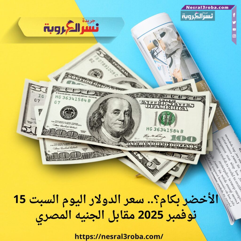الأخضر بكام؟.. سعر الدولار اليوم السبت 15 نوفمبر 2025 مقابل الجنيه المصري 25 الأخضر بكام؟.. سعر الدولار اليوم السبت 15 نوفمبر 2025 مقابل الجنيه المصري