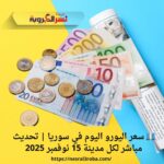 💶 سعر اليورو اليوم في سوريا | تحديث مباشر لكل مدينة 15 نوفمبر 2025