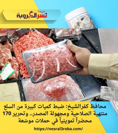 محافظ كفرالشيخ: ضبط كميات كبيرة من السلع منتهية الصلاحية ومجهولة المصدر.. وتحرير 170 محضراً تموينياً في حملات موسّعة