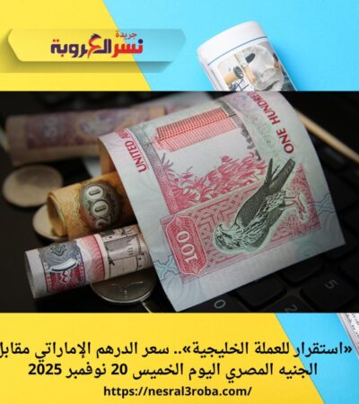 «استقرار للعملة الخليجية».. سعر الدرهم الإماراتي مقابل الجنيه المصري اليوم الخميس 20 نوفمبر 2025