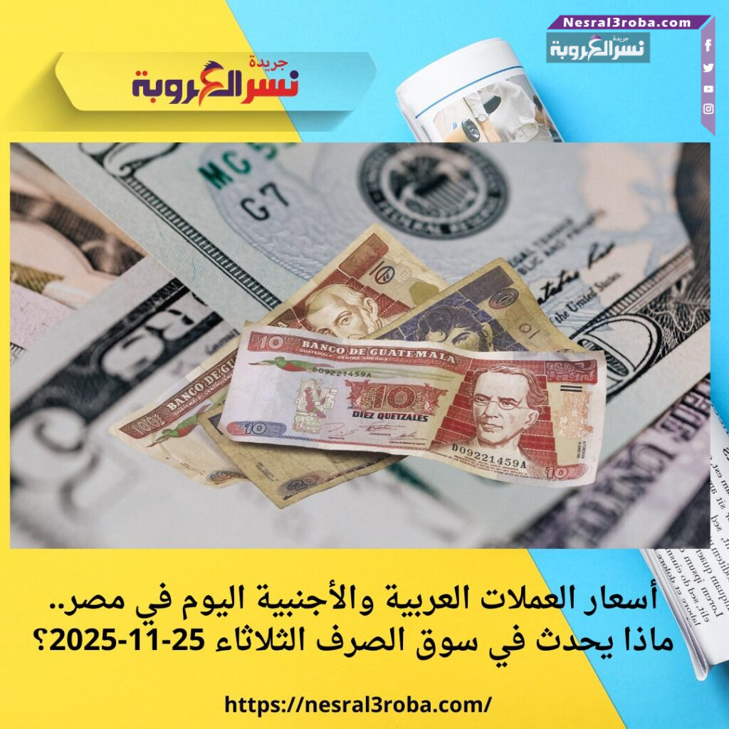 أسعار العملات العربية والأجنبية اليوم في مصر.. ماذا يحدث في سوق الصرف الثلاثاء 25-11-2025؟ 25 أسعار العملات العربية والأجنبية اليوم في مصر.. ماذا يحدث في سوق الصرف الثلاثاء 25-11-2025؟
