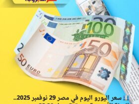 💶 سعر اليورو اليوم في مصر 29 نوفمبر 2025.. العملة الأوروبية مستقرة حول 55.30 جنيه