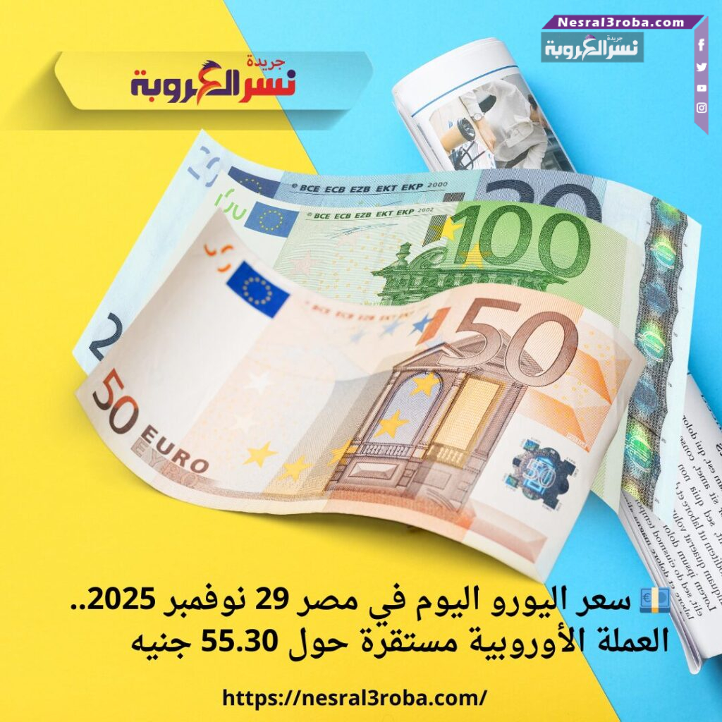 💶 سعر اليورو اليوم في مصر 29 نوفمبر 2025.. العملة الأوروبية مستقرة حول 55.30 جنيه 25 💶 سعر اليورو اليوم في مصر 29 نوفمبر 2025.. العملة الأوروبية مستقرة حول 55.30 جنيه