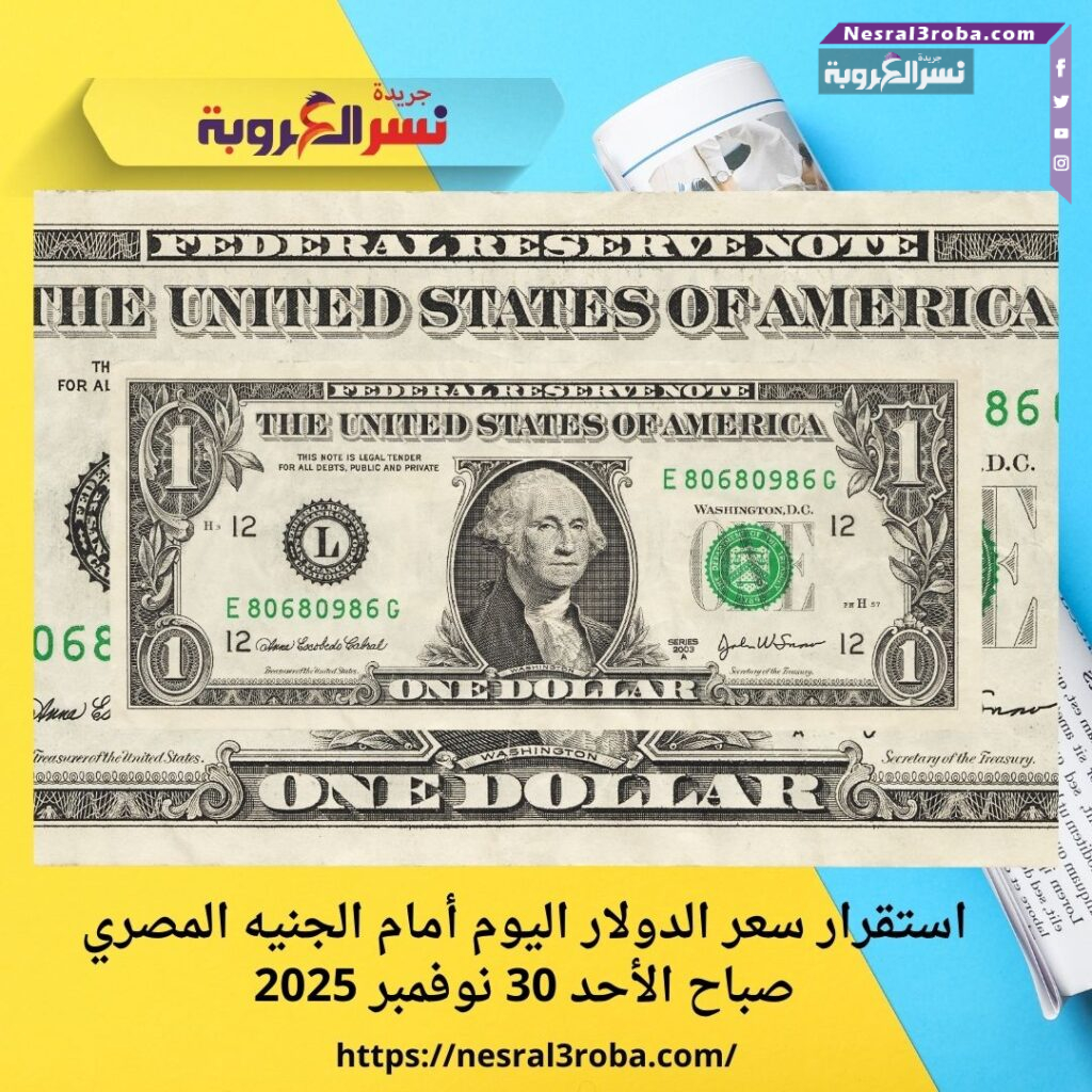 استقرار سعر الدولار اليوم أمام الجنيه المصري صباح الأحد 30 نوفمبر 2025 25 استقرار سعر الدولار اليوم أمام الجنيه المصري صباح الأحد 30 نوفمبر 2025