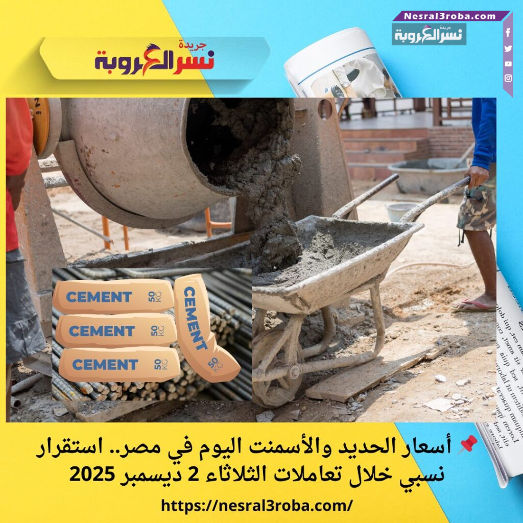 📌 أسعار الحديد والأسمنت اليوم في مصر.. استقرار نسبي خلال تعاملات الثلاثاء 2 ديسمبر 2025