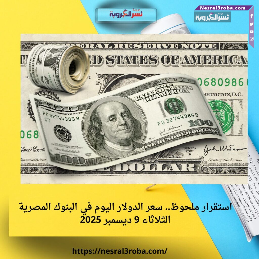 استقرار ملحوظ.. سعر الدولار اليوم في البنوك المصرية الثلاثاء 9 ديسمبر 2025 25 استقرار ملحوظ.. سعر الدولار اليوم في البنوك المصرية الثلاثاء 9 ديسمبر 2025
