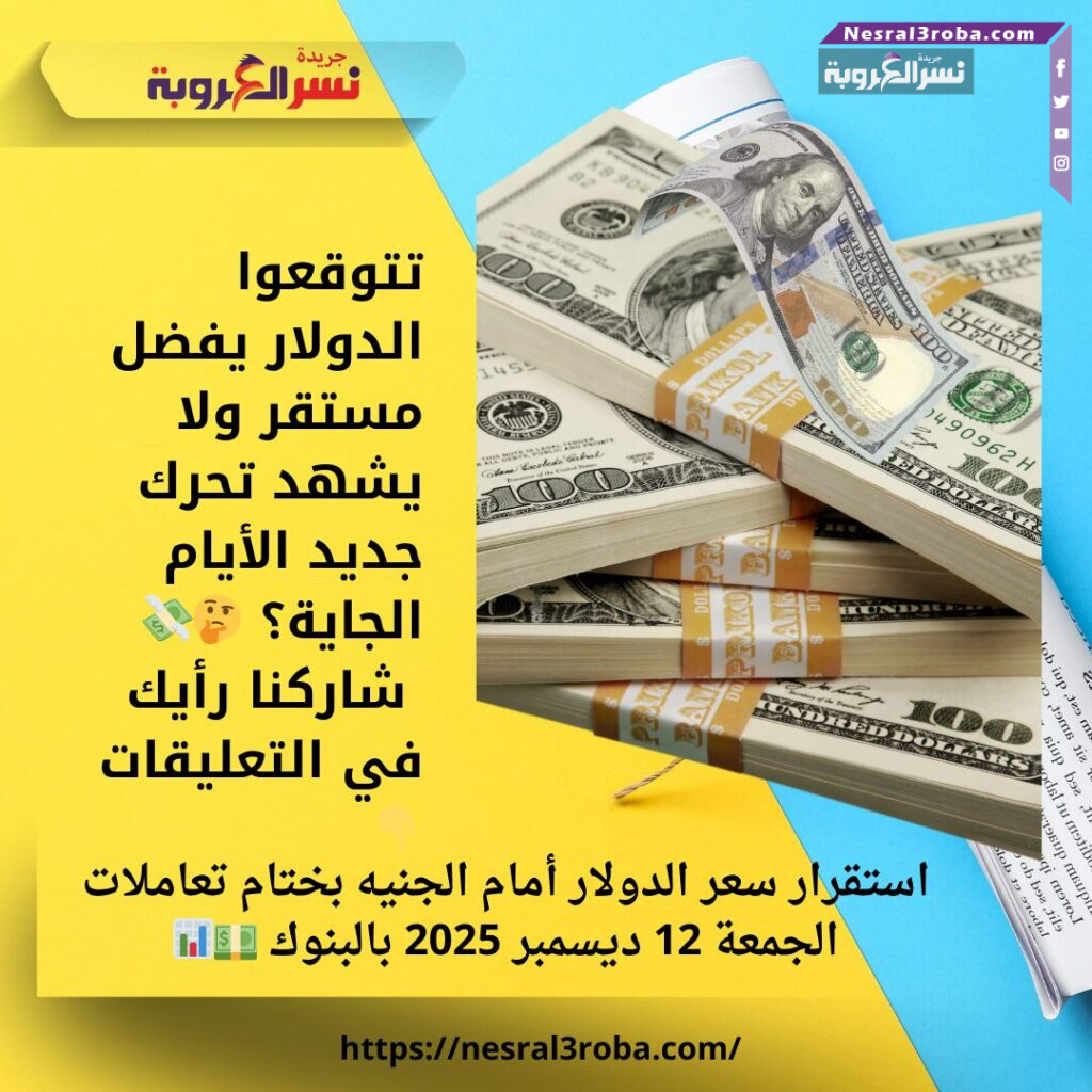 استقرار سعر الدولار أمام الجنيه بختام تعاملات الجمعة 12 ديسمبر 2025 بالبنوك 💵📊