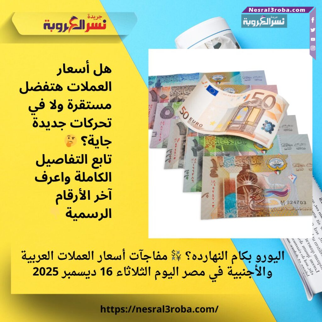 اليورو بكام النهارده؟ 💱 مفاجآت أسعار العملات العربية والأجنبية في مصر اليوم الثلاثاء 16 ديسمبر 2025