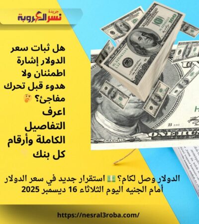 الدولار وصل لكام؟ 💵 استقرار جديد في سعر الدولار أمام الجنيه اليوم الثلاثاء 16 ديسمبر 2025