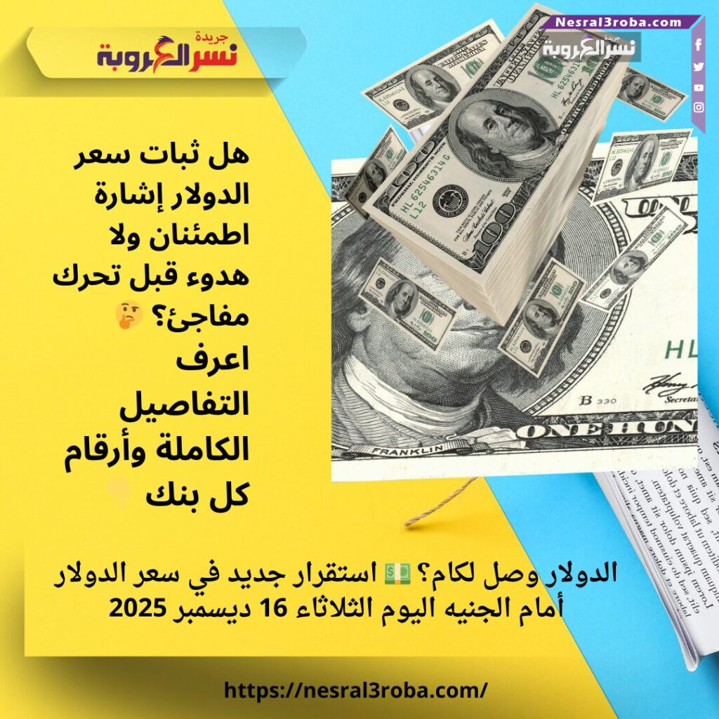 الدولار وصل لكام؟ 💵 استقرار جديد في سعر الدولار أمام الجنيه اليوم الثلاثاء 16 ديسمبر 2025