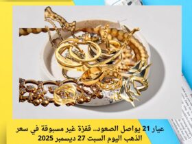 عيار 21 يواصل الصعود.. قفزة غير مسبوقة في سعر الذهب اليوم السبت 27 ديسمبر 2025