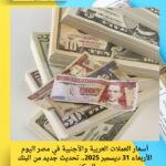 أسعار العملات العربية والأجنبية في مصر اليوم الأربعاء 31 ديسمبر 2025.. تحديث جديد من البنك المركزي