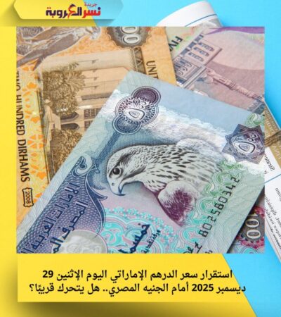 استقرار سعر الدرهم الإماراتي اليوم الإثنين 29 ديسمبر 2025 أمام الجنيه المصري.. هل يتحرك قريبًا؟