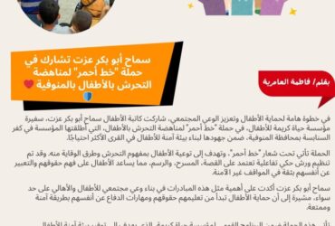 سماح أبو بكر عزت تشارك في حملة "خط أحمر" لمناهضة التحرش بالأطفال بالمنوفية ❤️🛡️