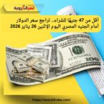 أقل من 47 جنيهًا للشراء.. تراجع سعر الدولار أمام الجنيه المصري اليوم الإثنين 26 يناير 2026