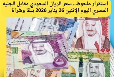 استقرار الريال السعودي اليوم في مصر.. أسعار البيع والشراء بالبنوك الإثنين 26 يناير 2026