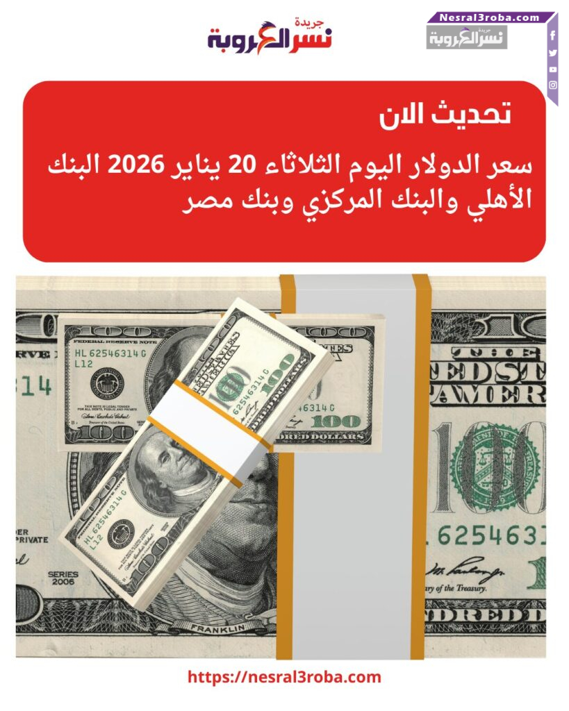 سعر الدولار اليوم الثلاثاء 20 يناير 2026 في البنك الأهلي والمركزي وبنوك مصر