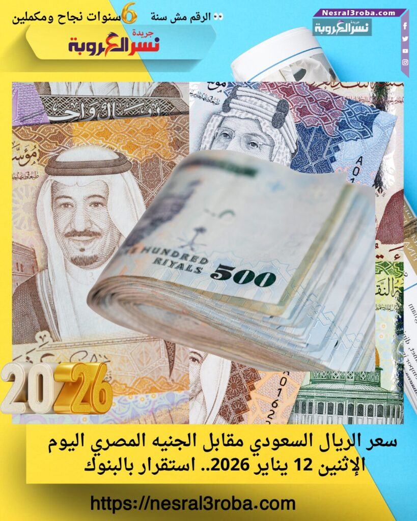 سعر الريال السعودي مقابل الجنيه المصري اليوم الإثنين 12 يناير 2026.. استقرار بالبنوك