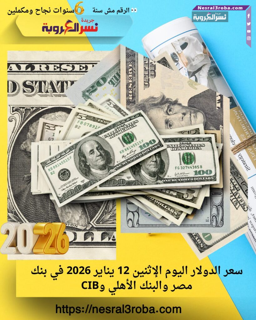 سعر الدولار اليوم الإثنين 12 يناير 2026 في بنك مصر والبنك الأهلي وCIB