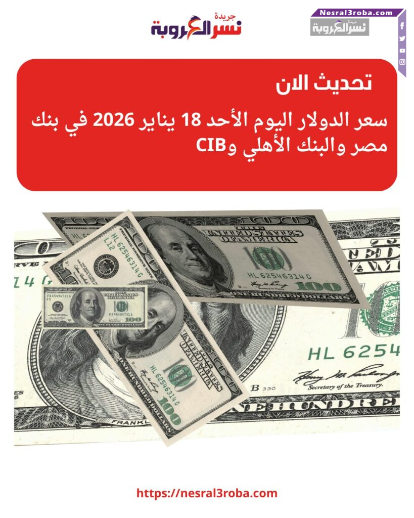 سعر الدولار اليوم الأحد 18 يناير 2026 في بنك مصر والبنك الأهلي وCIB