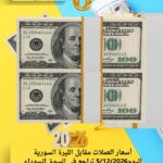 أسعار العملات مقابل الليرة السورية اليوم5/12/2026 تراجع في السوق السوداء