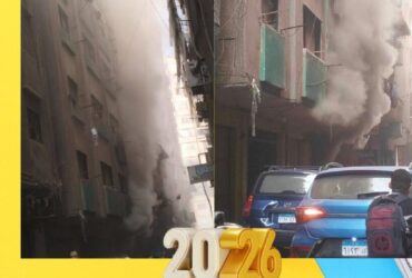 تصاعد دخان كثيف بسبب حريق مخزن أسفل عقار في الطالبية